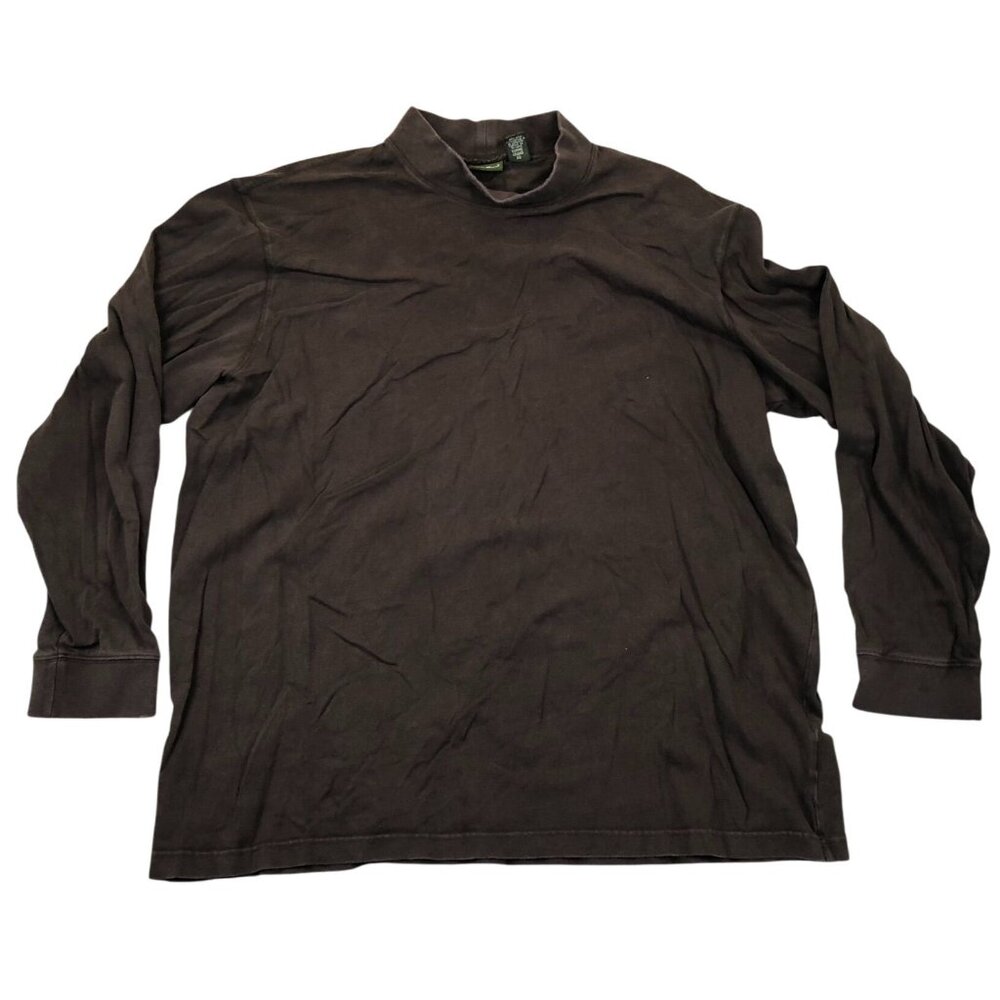 Eddie Bauer Mens Shirt XL Tall Long Sleeve Pullover Mock Neck Casual Brown